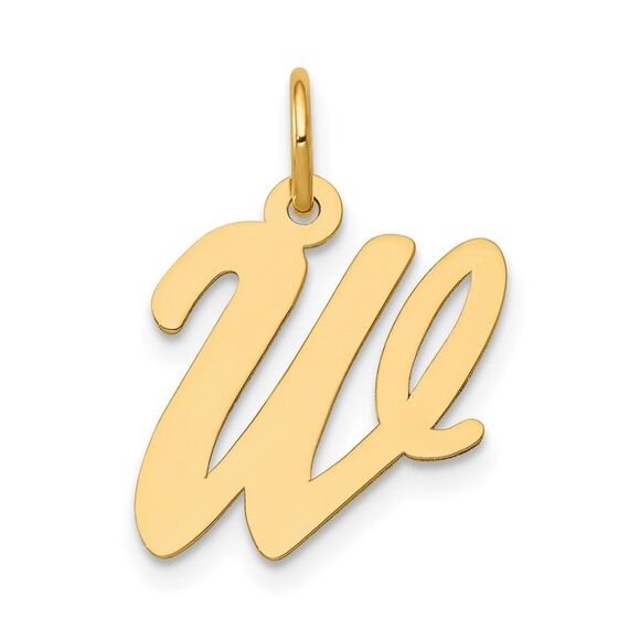 Kazi Luxury 14k Yellow Gold Medium Script Letter W Initial Charm - Picture 1 of 4